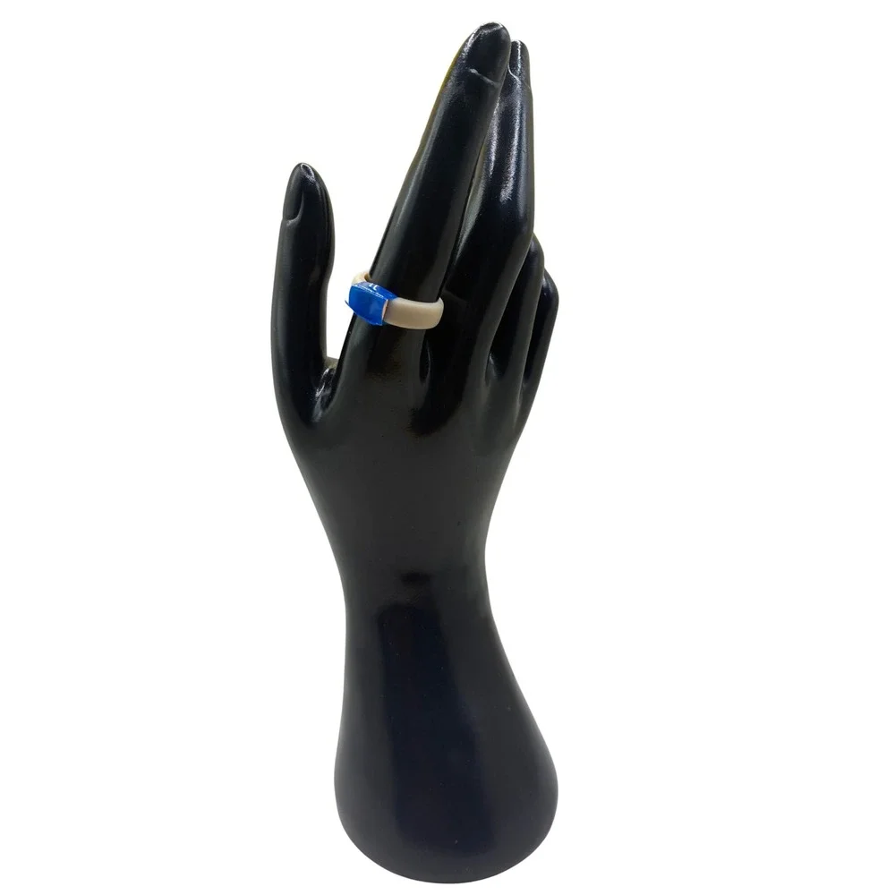 RinFit Silicone Wedding Ring Band Cream Blue Accent Size 8 SM05 Active Wear